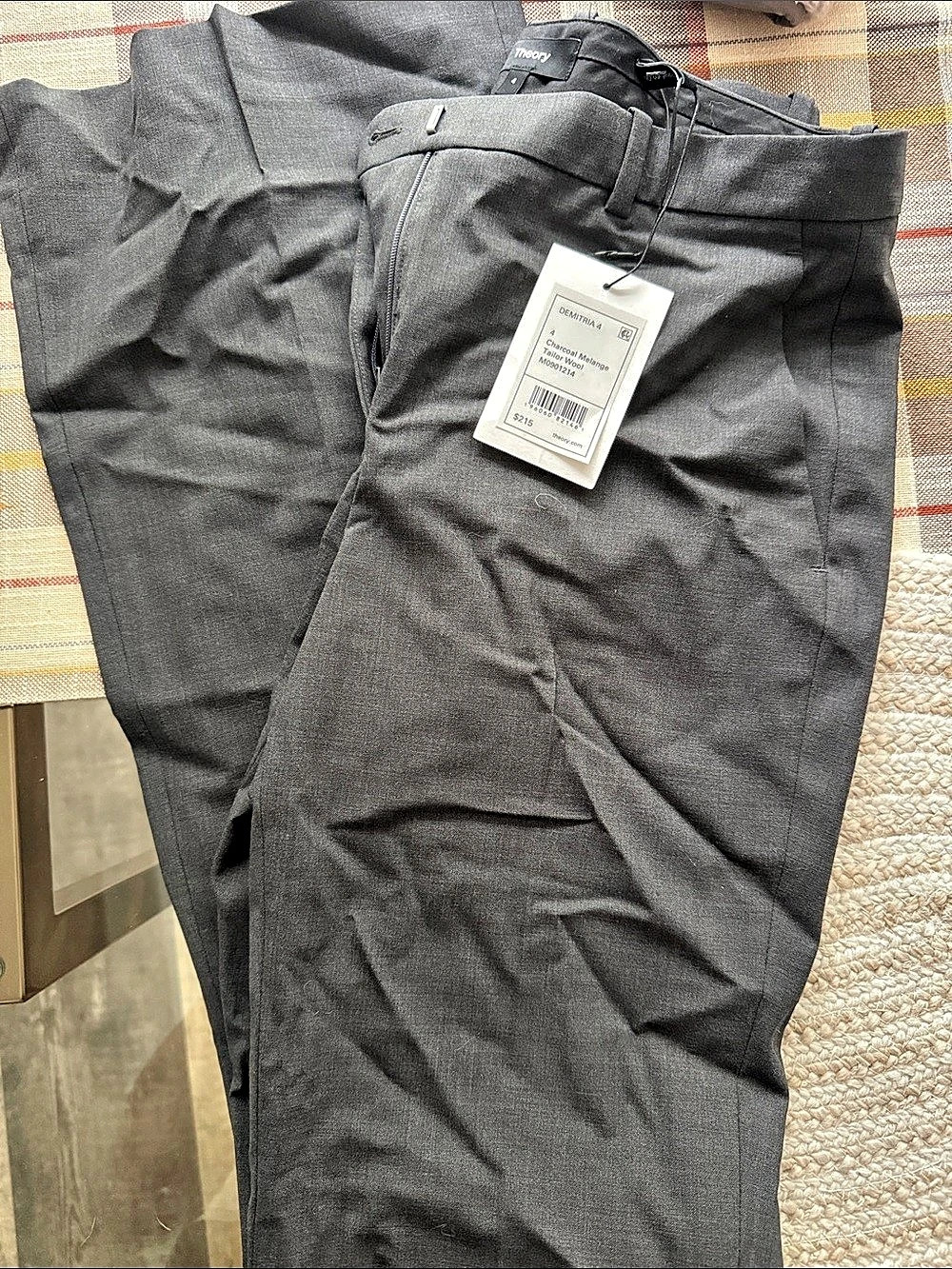 Theory Demitria 4 in Tailor Wool Trousers Gray Size 4 flare